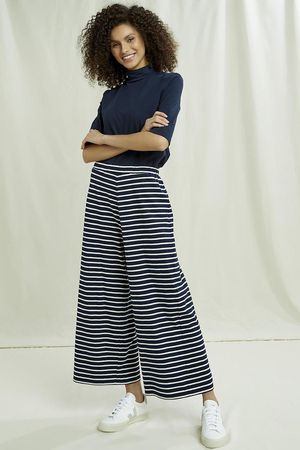 Cloudia Stripe Trousers In Navy Stripe Blue