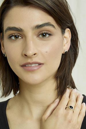 Black Oval Earrings