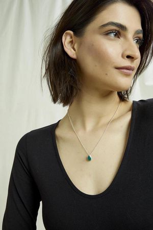 Teardrop Necklace in Green Onyx