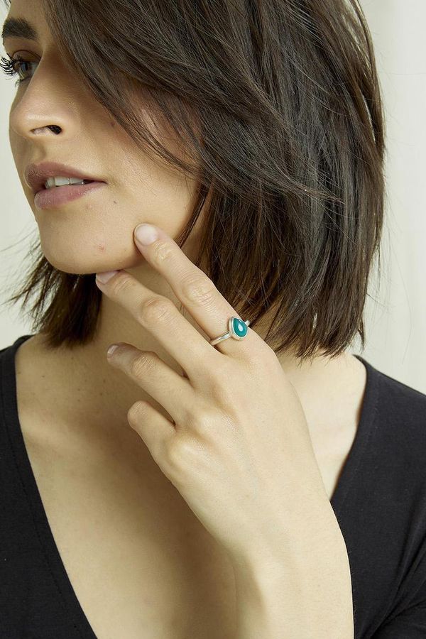 image of Green Onyx Teardrop Ring
