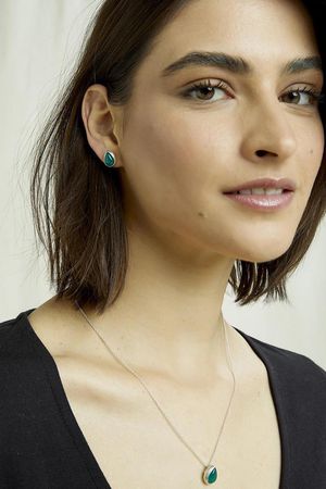 Teardrop Stud Earrings in Green