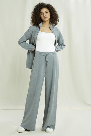Yvette Fleece Trousers in Grey Melange