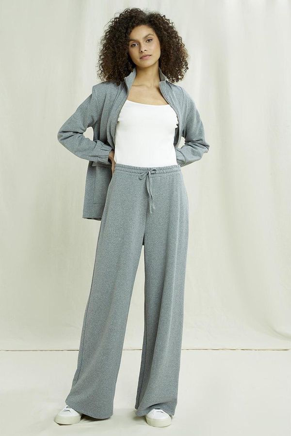image of Yvette Fleece Trousers in Grey Melange