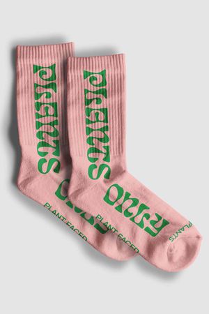 Only Plants Eco Socks in Pink with Green