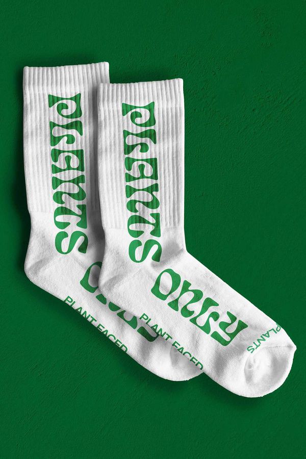 image of Only Plants Eco Socks in White with Green