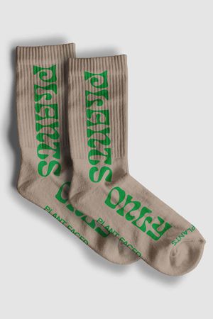 Only Plants Eco Socks in Taupe with Green
