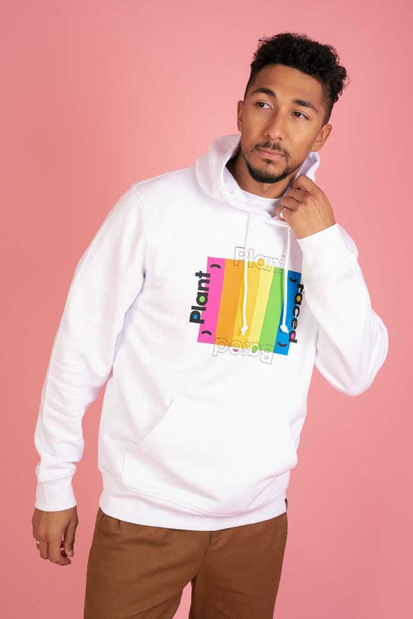 image of Plant Based Rainbow Hoodie in White