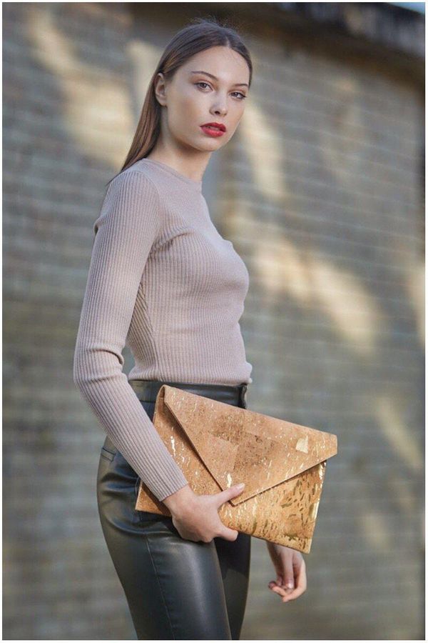 image of Pamela Large Envelope Clutch In Gold