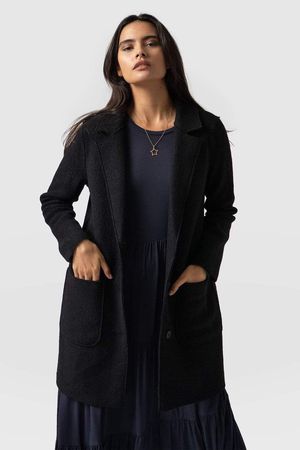 Adelaide Boiled Wool Coat in Black