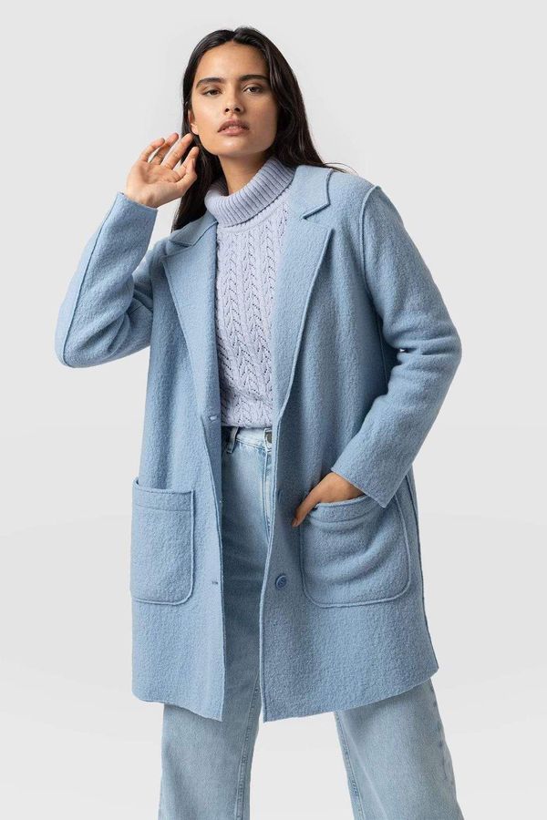image of Adelaide Boiled Wool Coat in Pale Blue