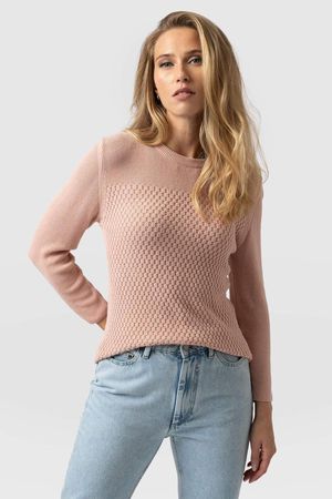 Honeycomb Rib Long Sleeve Sweater in Blush Pink