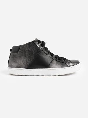 Hoxton Trainer in Black and Metallic Silver
