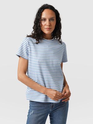 Boyfriend Tee in Blue Breton