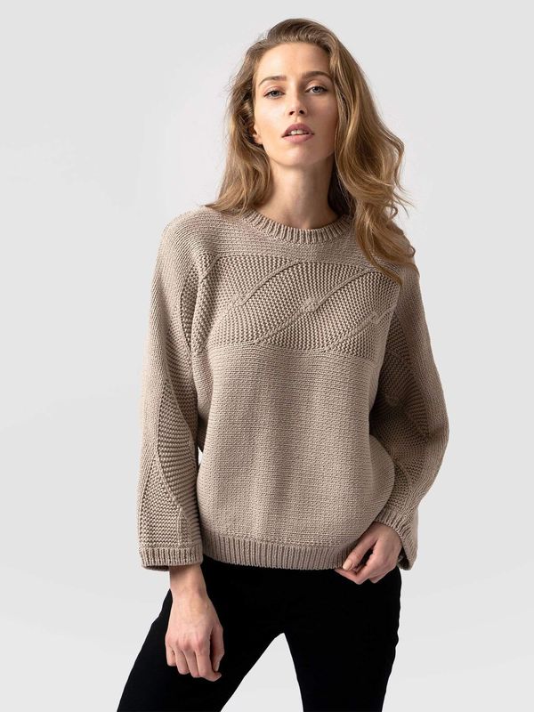 image of Fitzrovia Cable Sweater in Taupe