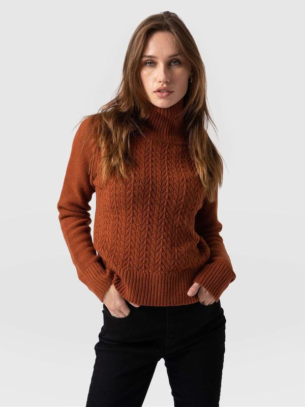 image of Glen Cable Knit Jumper in Whisky