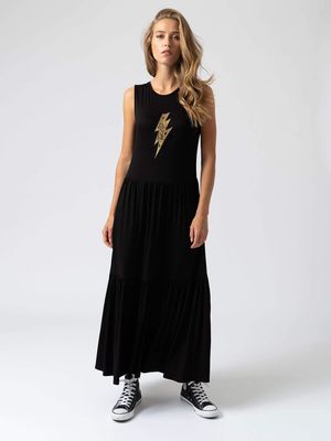 Greenwich Dress in Black Lightning