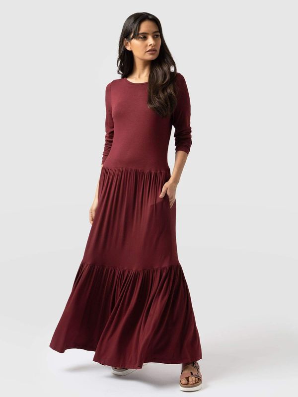 image of Greenwich Dress Long Sleeve in Burgundy