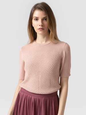 Honeycomb Rib Sweater in Blush