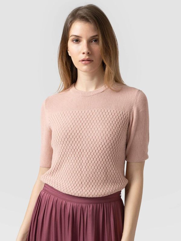 image of Honeycomb Rib Sweater in Blush