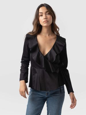 Ruffle Blouse in Black