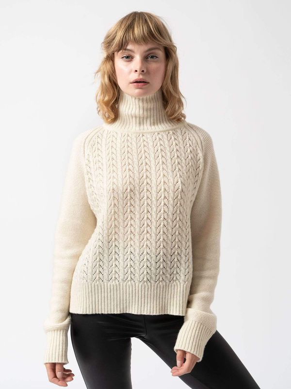 image of Glen Cable Knit Short Sweater in Cream