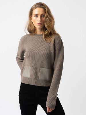 Rib Knit Sweater in Greige