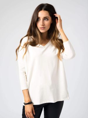 V-Neck Sweater in Cream