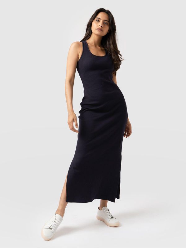 image of Sleeveless Rib Dress in Navy