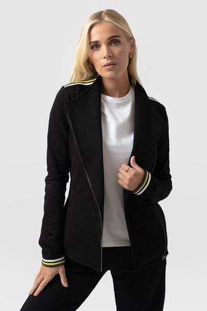 Cotton Biker Jacket  in Black Stripe