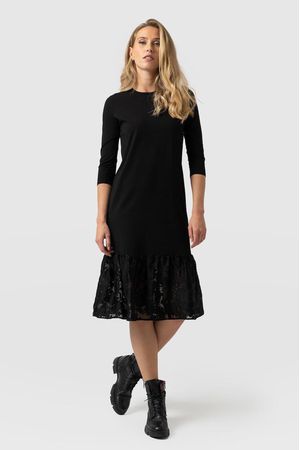 Gwen Midi Dress in Black Burnout