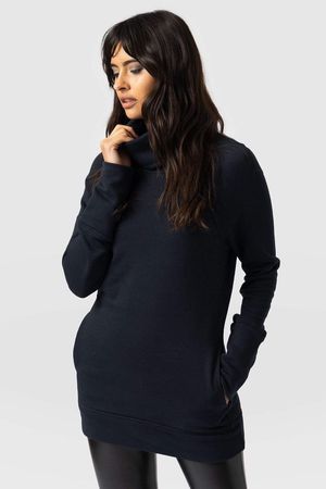 Cotton Roll Neck in Navy