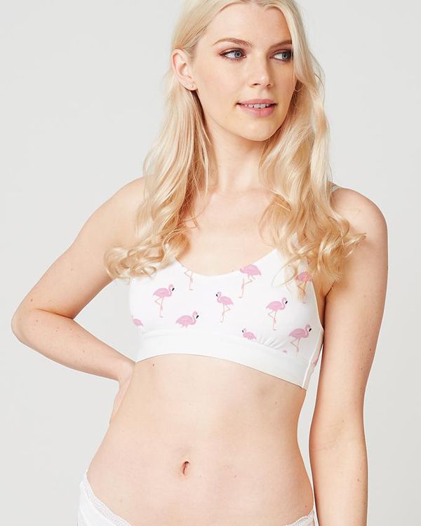 image of T-Shirt Bra & Knicker Set in Flamingo and White