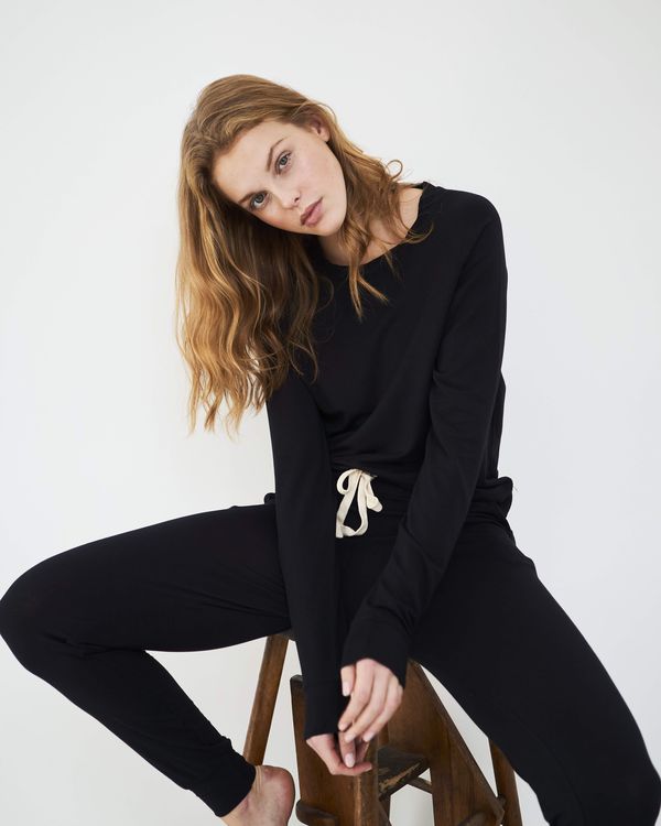 image of Lounge Pant and Sweatshirt Set in Black