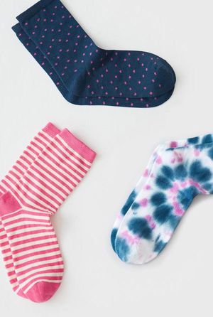 Biodegradable Sock 3 Pack  in Pink Punch