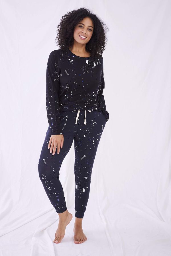image of Sweatshirt and Lounge Pant Set in Black Astrology
