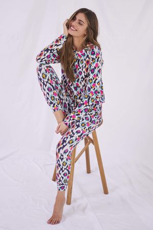 Sweatshirt and Lounge Pant Set in Leopard Ikat