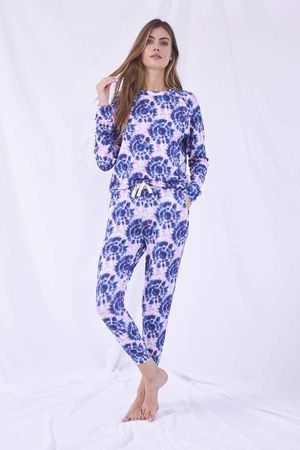 Sweatshirt and Lounge Pant Set in Punch Tie Dye
