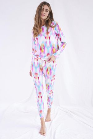 Sweatshirt and Lounge Pant Set in Sunset Ikat