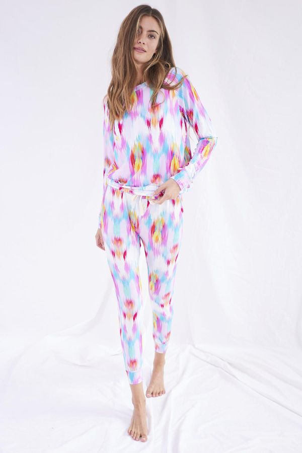 image of Sweatshirt and Lounge Pant Set in Sunset Ikat