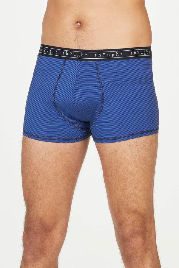 image of Michael Stripe Bamboo Jersey Boxer in Mazarine Blue