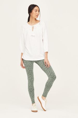 Rue Bamboo Floral Leggings in Sage Green