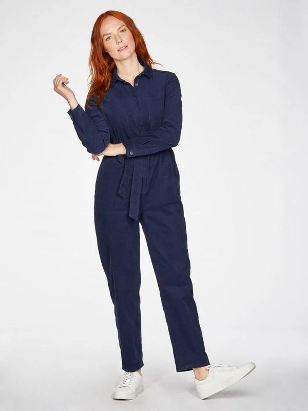 image of Omelia Organic Cotton Corduroy Jumpsuit in Blueberry Blue