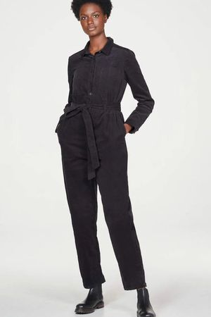 Poppie Organic Cotton Corduroy Boiler Suit in Black