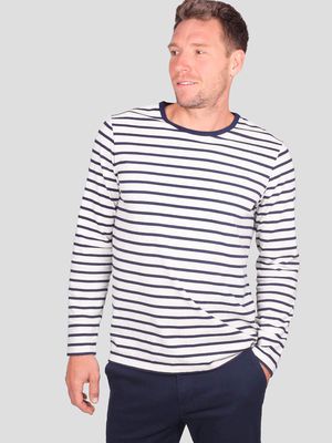 Algae Organic Cotton Long Sleeve Striped Top in Birch Grey