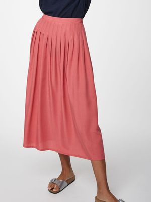 Angela Pleated Tencel Midi Skirt in Sorbet Pink