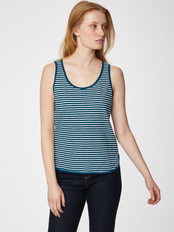 image of Sessa Organic Cotton Striped Vest Top in Marine Blue