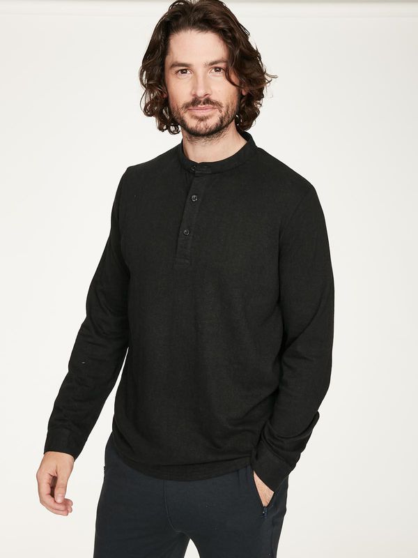 image of Cristian Hemp Grandpa Top in Washed Black