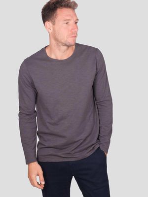 Organic Cotton Long Sleeve Top in Walnut Grey