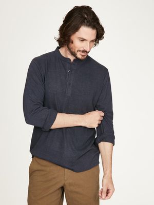 Cristian Hemp Grandpa Top in Denim Blue
