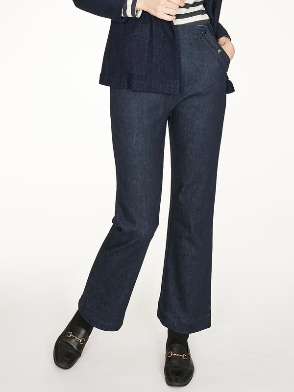 image of Nicol Organic Cotton Denim Sailor Trousers in Midnight Navy